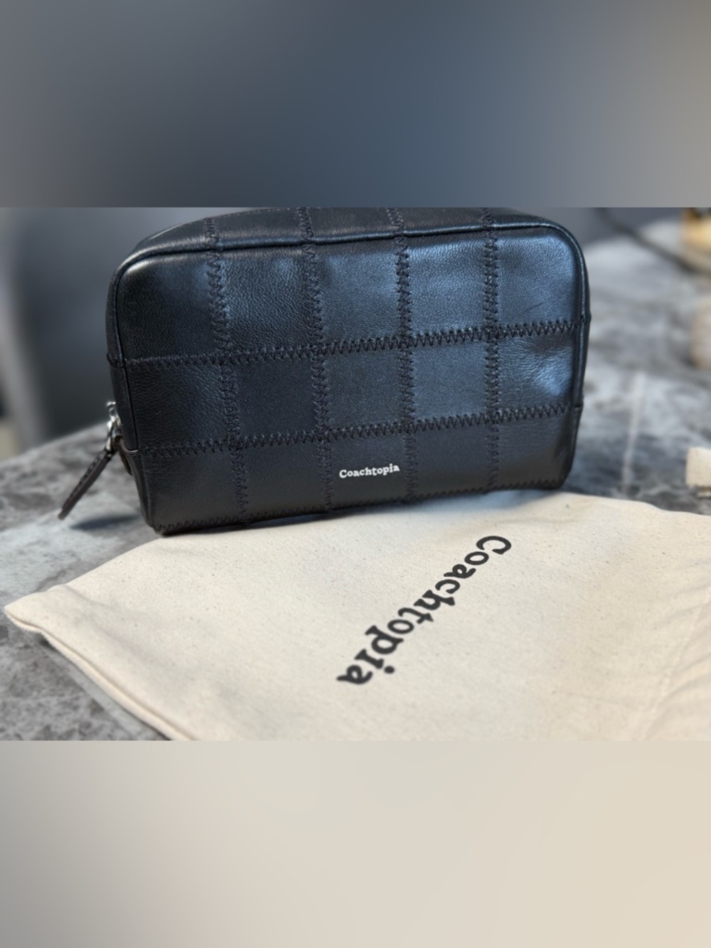 Coachtopia Cosmetic Pouch In Checkerboard Upcrafted Leather CBE90 - Picture 4 of 11